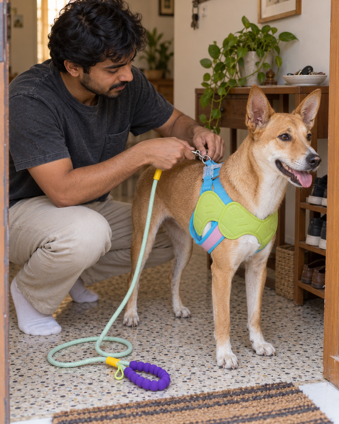 Mango Blue Harness & Leash